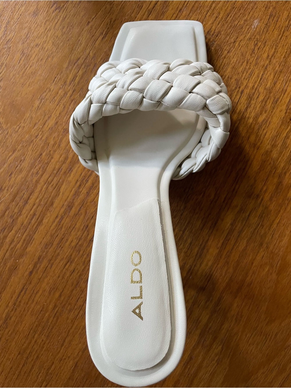 ALDO White Braided Strap Mid-Heel Sandals - Picture 6 of 8
